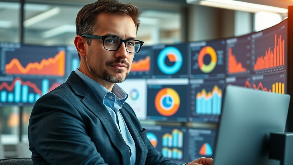 Marketing analyst reviewing website traffic and paid ad ROI performance data