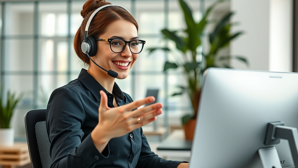 friendly support agent assisting a customer via online chat - customer service to retain past customers