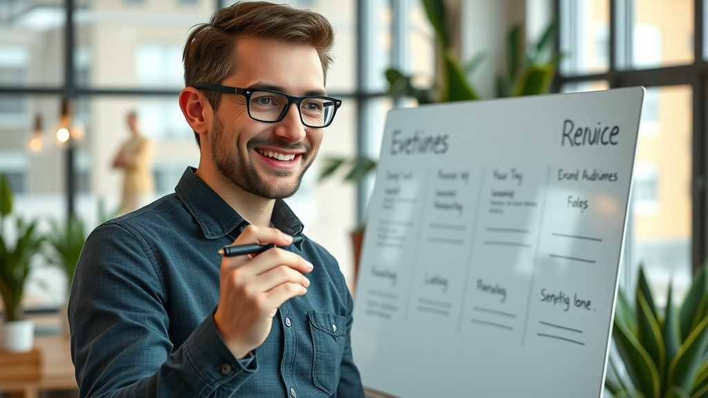 Marketing professional researching target audience personas, content marketing services