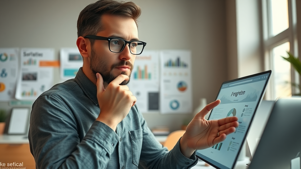 creative content strategist planning a marketing blog and infographic, content marketing, touchscreen workspace, alternative to ppc marketing, highly detailed, vivid graphics, no disfigured features, no text