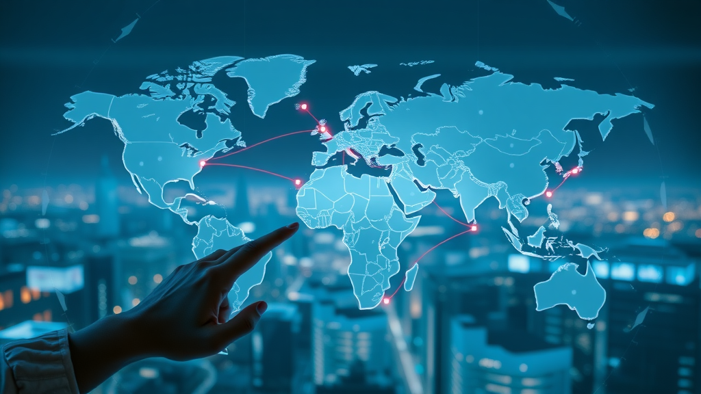 Interactive world map visualising geo targeted site traffic movement for UK, Greater London, and global business markets