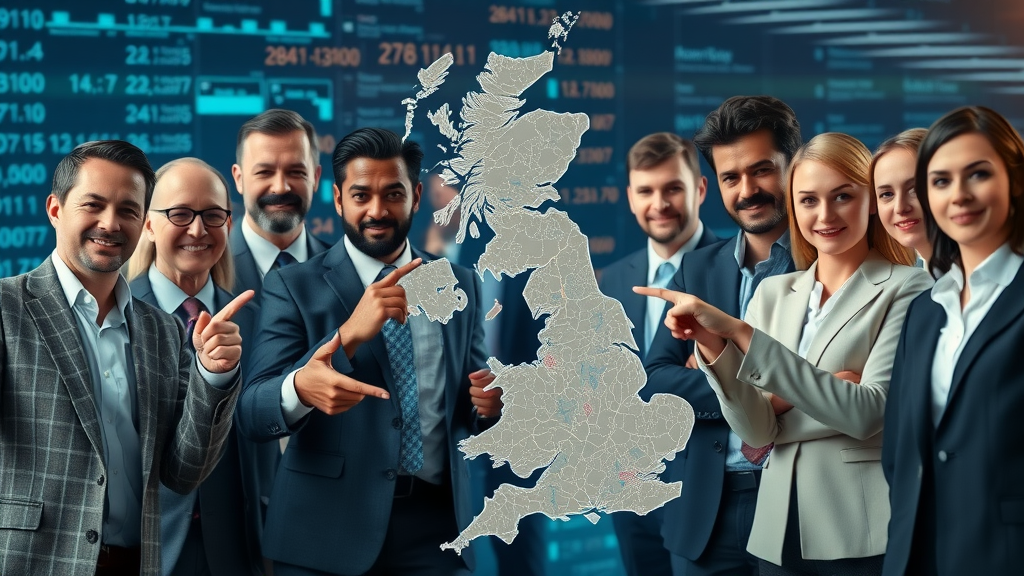 Map of UK demographics showing geolocation targeting for marketing strategy and pay for website traffic UK campaign