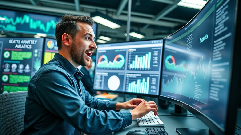 Digital strategy visuals of a marketer analyzing SEO and digital marketing data, demonstrating integration with outsourced content creation agency