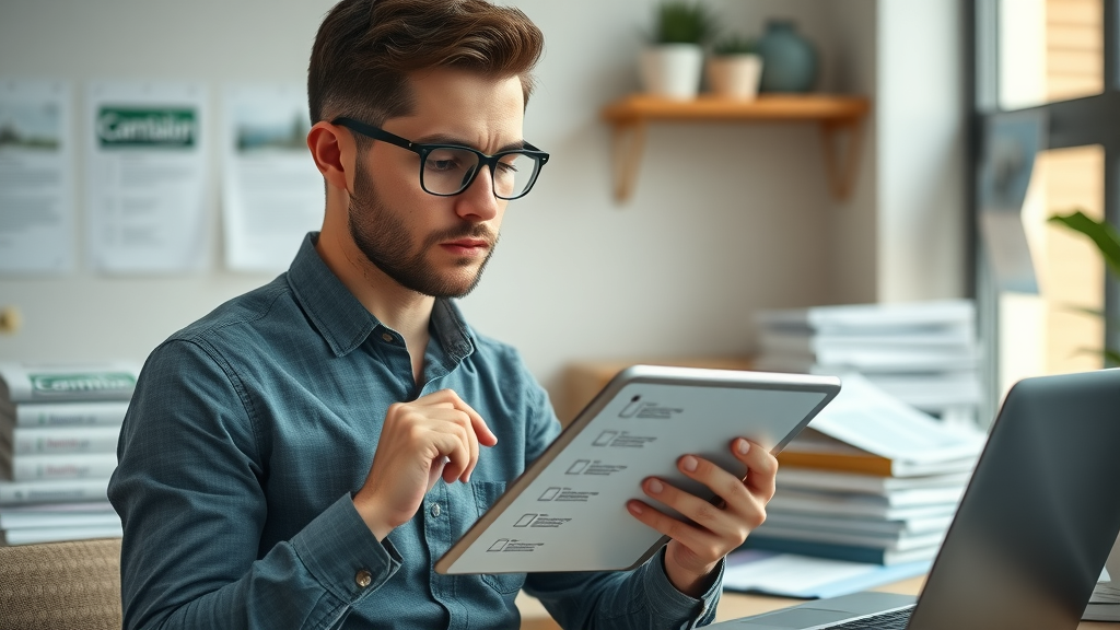 Focused content marketer with checklist planning to hire outsourced content creation agency